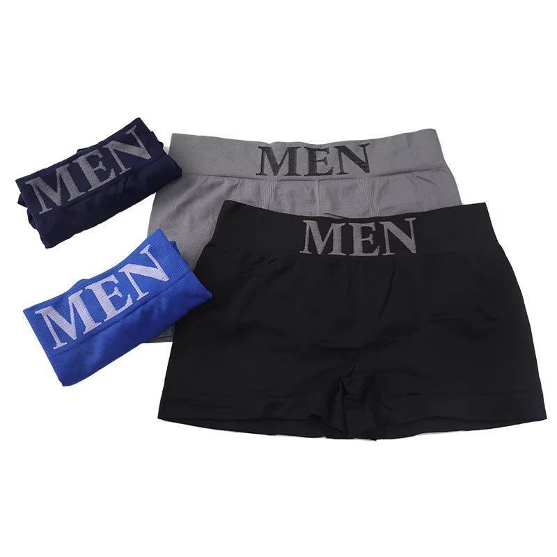 3Pcs/Lot Male Panties Men'S Underwear Boxers Breathable Man Boxer Solid Underpants Comfortable Brand Shorts Black Blue Underwear