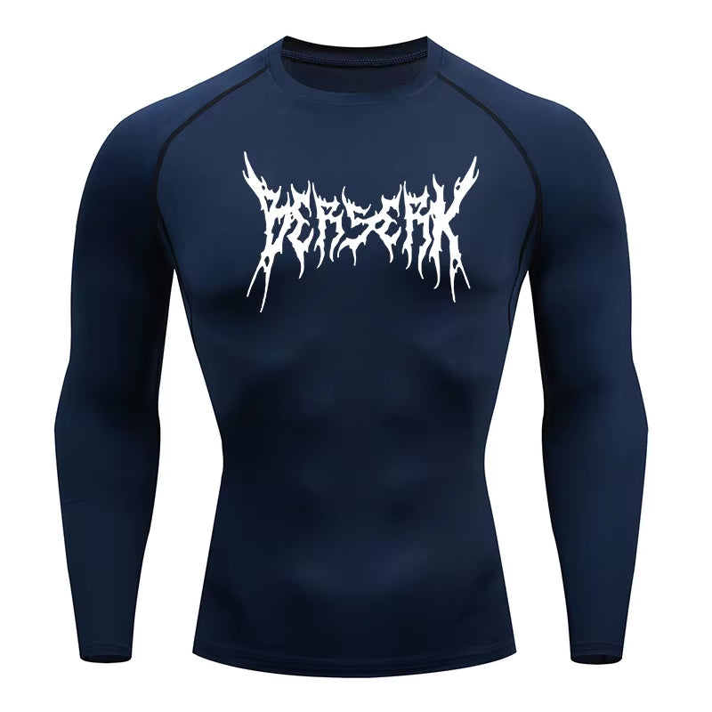 Gym Workout Rash Guard for Men Athletic Quick Dry Compression Shirts Berserk Print Tshirts Tees Tops Undershirts Baselayers