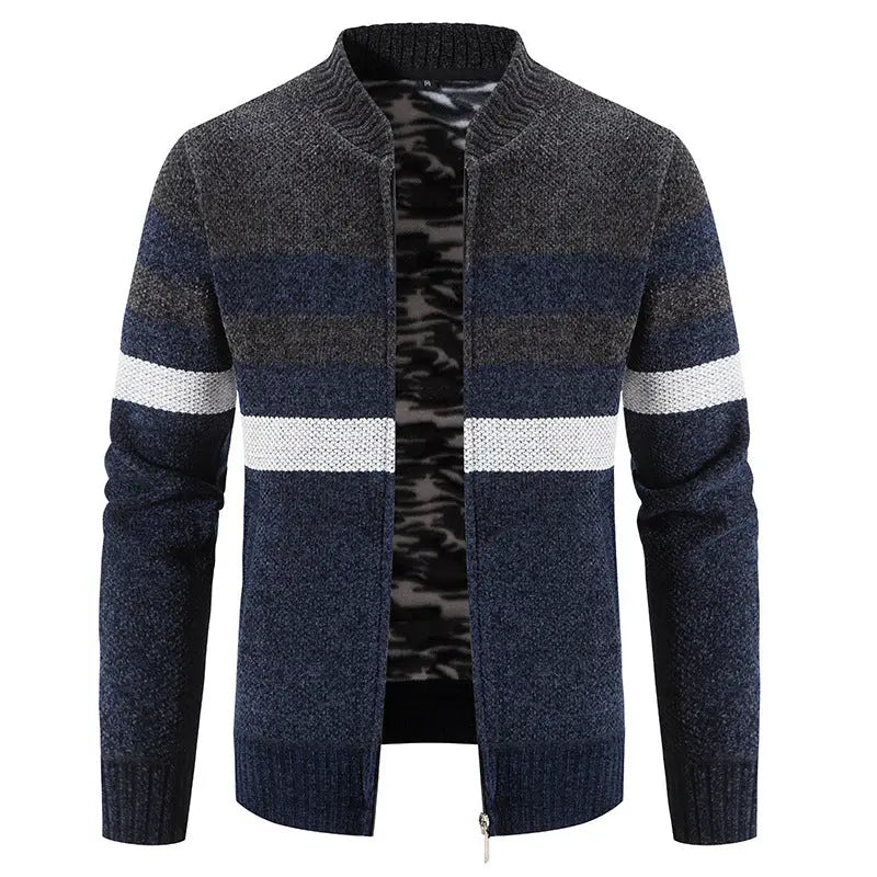 New Men'S Casual Color Matching Sweater Coat Is Fashionable