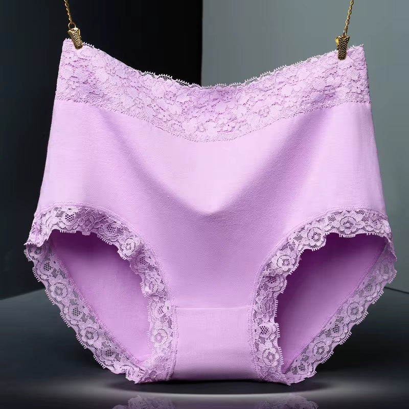 3Pcs/Lot Women'S Panties Lace Underwear for Female Cotton High Waist Briefs plus Size Calcinha Lingeries Panty Ladies Underpant