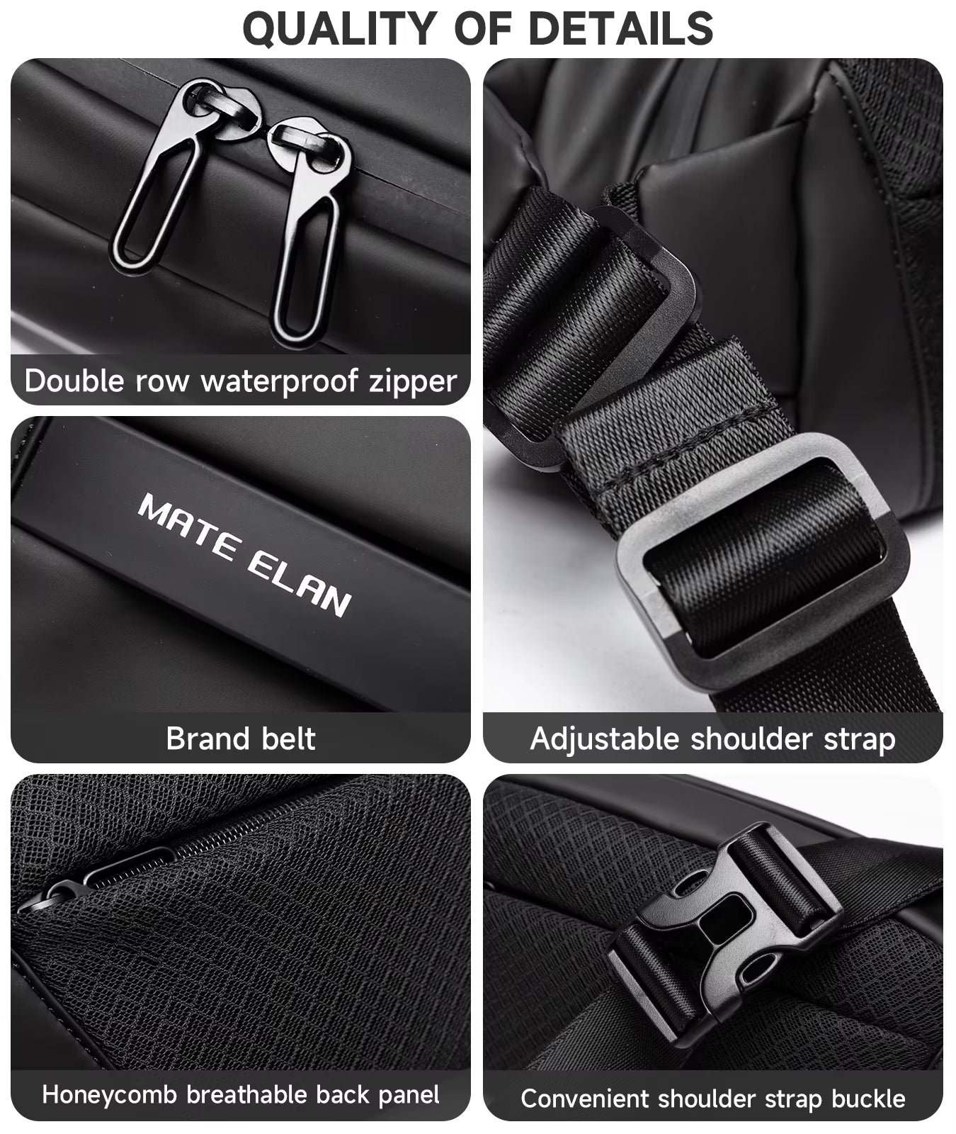 Solid Waterproof Men'S Crossbody Shoulder Bag Daily Travel Sports Fanny Pack Bumbag Teenagers Trend Phone Waist Bag