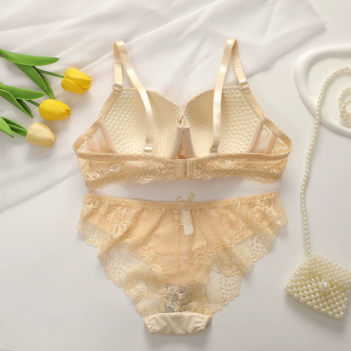 2Pieces Bras and Panty Sets Sexy Lace Transparent Floral Clothing Underwire Push up Lingeries for Woman