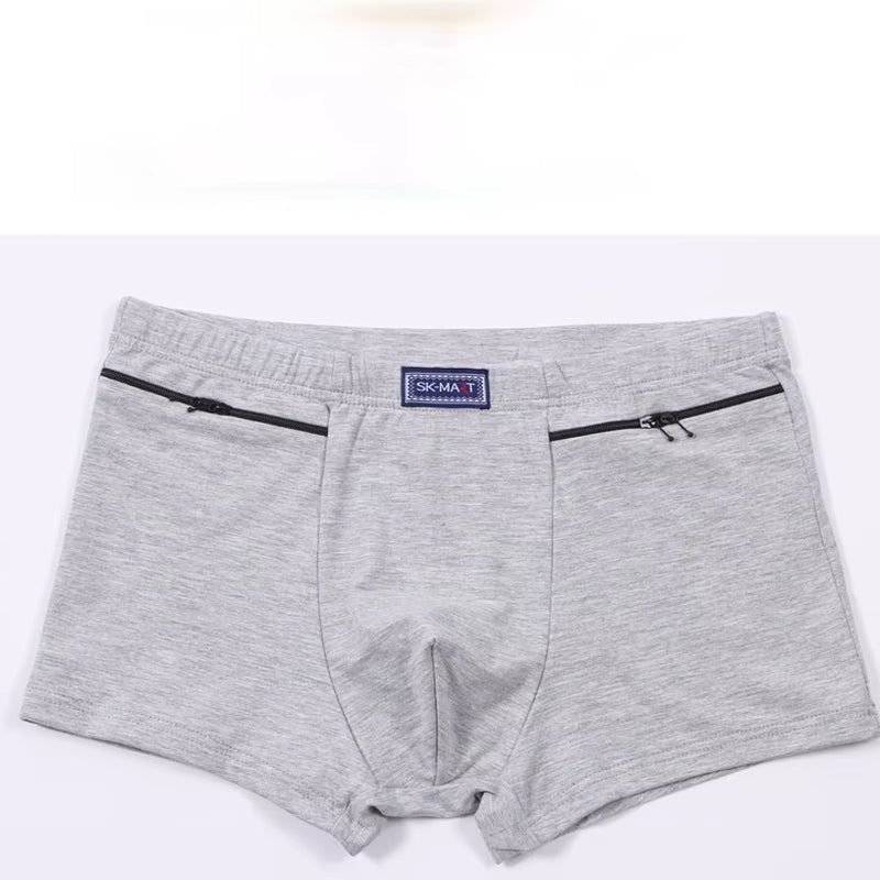 Men'S Pockets Underwear Anti-Theft Briefs Boxer Panties,Two Zippers Pockets Cotton Underpants,Mens Boxers Briefs,Booty Shorts