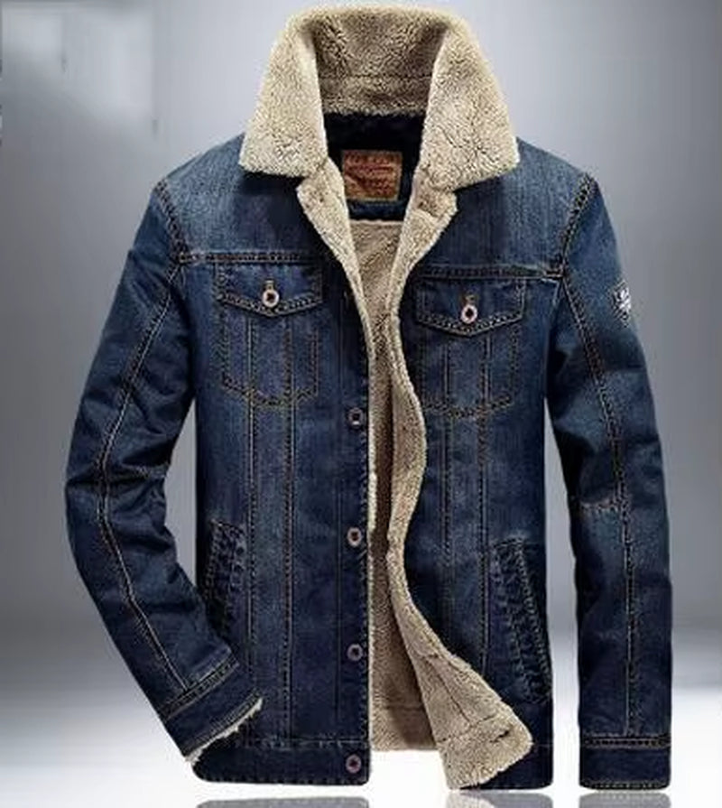 M-6XL Men Jacket and Coats Brand Clothing Denim Chaqueta Fashion Mens Jeans Jacket Thick Warm Winter Outwear Male Cowboy YF055