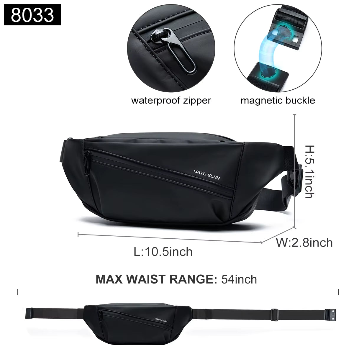 Solid Waterproof Men'S Crossbody Shoulder Bag Daily Travel Sports Fanny Pack Bumbag Teenagers Trend Phone Waist Bag