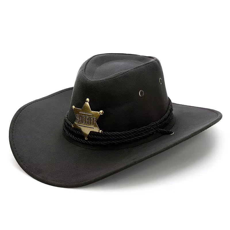 Western Cowboy Hat Women Rugged Cowboy Hats Faux Leather Hats Cowboy for Men Outdoor Sunshade Big Eaves Beach Tourism Hat
