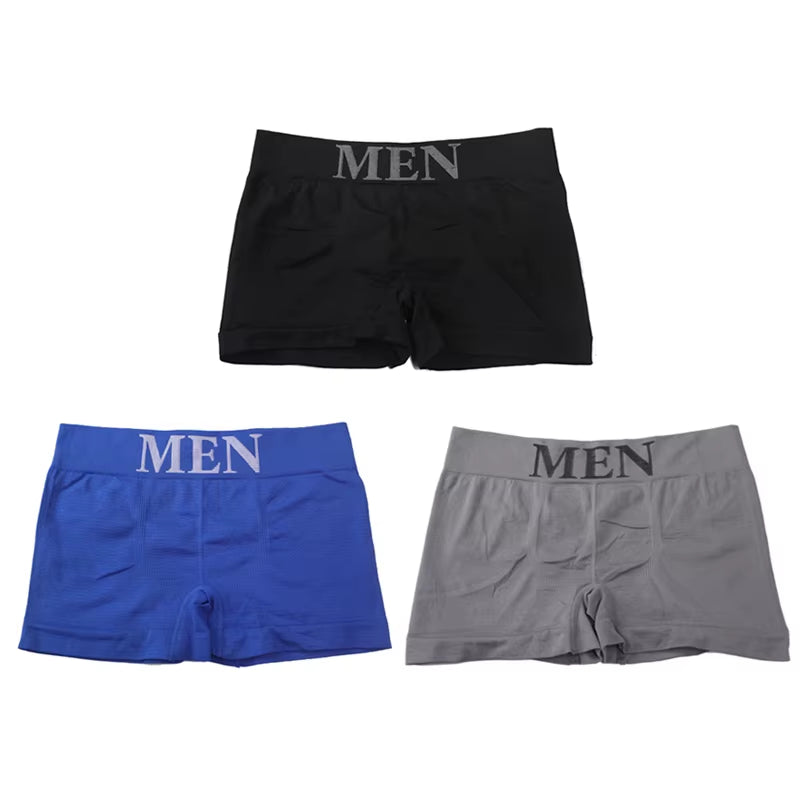 3Pcs/Lot Male Panties Men'S Underwear Boxers Breathable Man Boxer Solid Underpants Comfortable Brand Shorts Black Blue Underwear