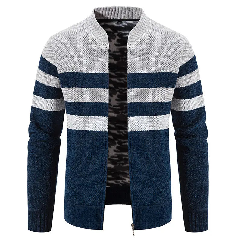 New Men'S Casual Color Matching Sweater Coat Is Fashionable