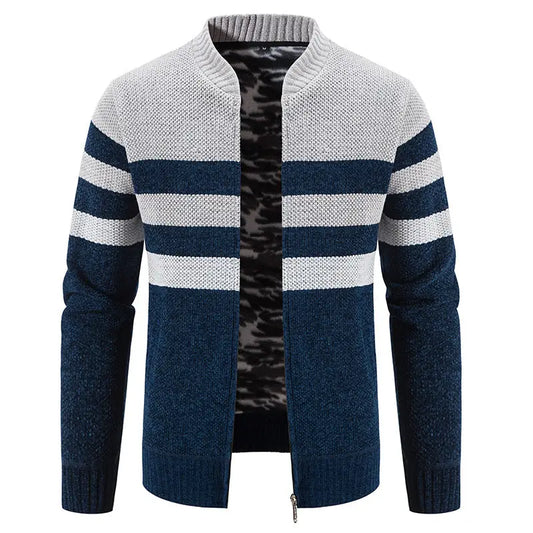 New Men'S Casual Color Matching Sweater Coat Is Fashionable
