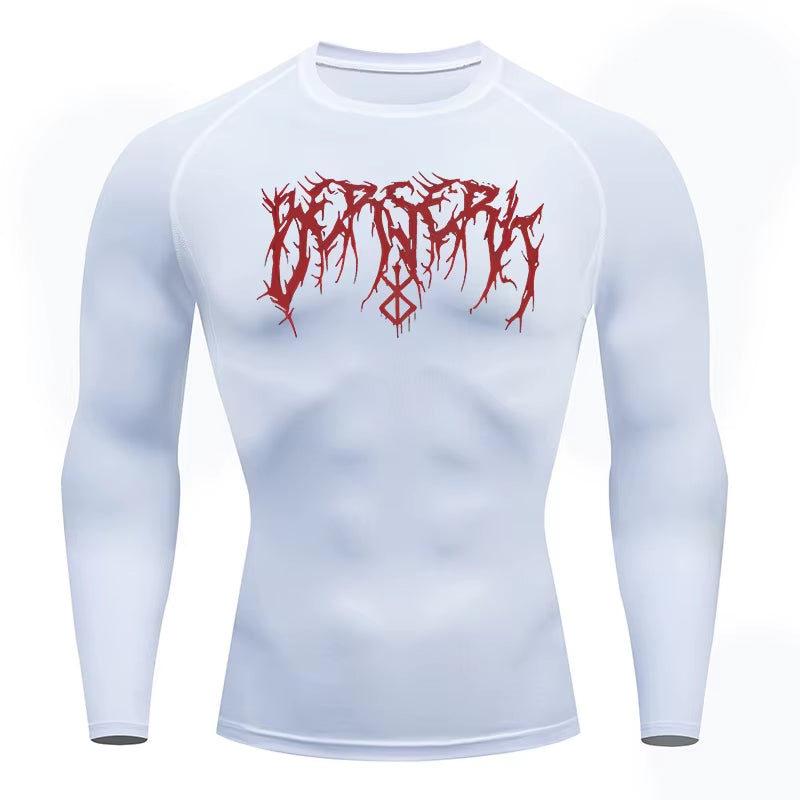 Gym Workout Rash Guard for Men Athletic Quick Dry Compression Shirts Berserk Print Tshirts Tees Tops Undershirts Baselayers
