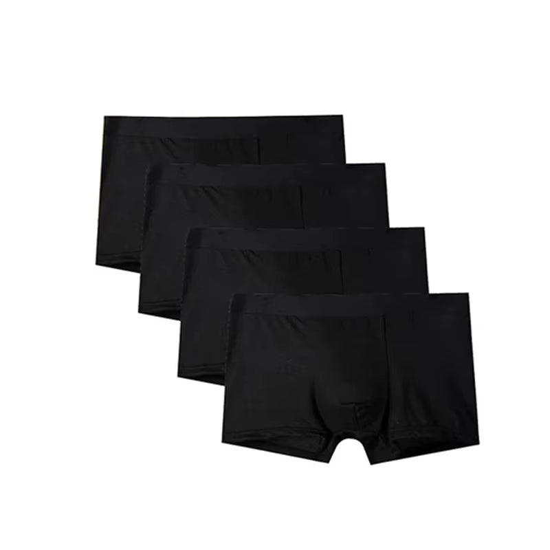 4Pcs Men Boxer Black Mens Panties Underwears Breathable Sexy Male Boxer Solid Underpants Comfortable Underwear Men'S Boxers