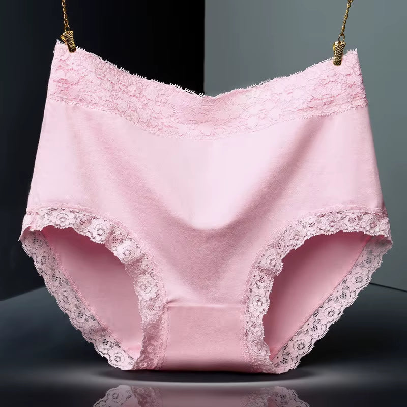 3Pcs/Lot Women'S Panties Lace Underwear for Female Cotton High Waist Briefs plus Size Calcinha Lingeries Panty Ladies Underpant
