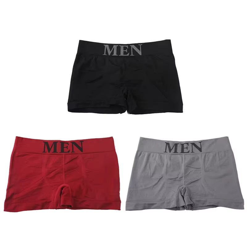 3Pcs/Lot Male Panties Men'S Underwear Boxers Breathable Man Boxer Solid Underpants Comfortable Brand Shorts Black Blue Underwear