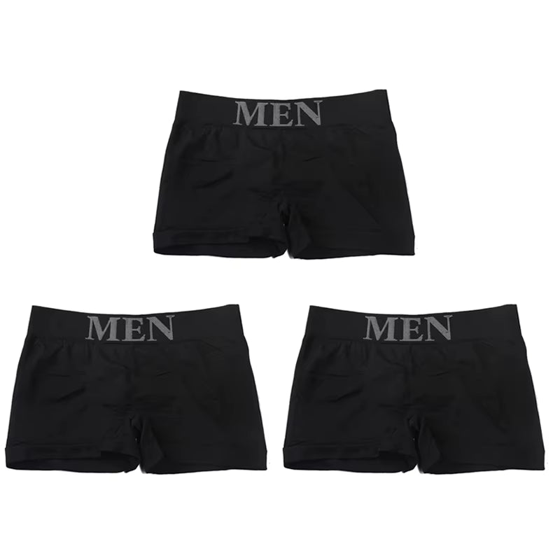 3Pcs/Lot Male Panties Men'S Underwear Boxers Breathable Man Boxer Solid Underpants Comfortable Brand Shorts Black Blue Underwear