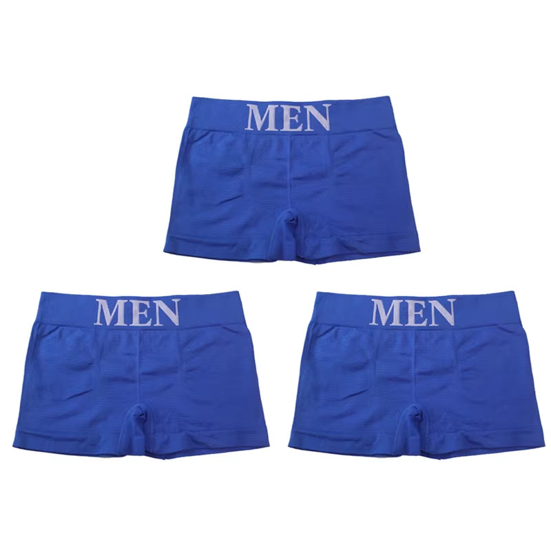 3Pcs/Lot Male Panties Men'S Underwear Boxers Breathable Man Boxer Solid Underpants Comfortable Brand Shorts Black Blue Underwear