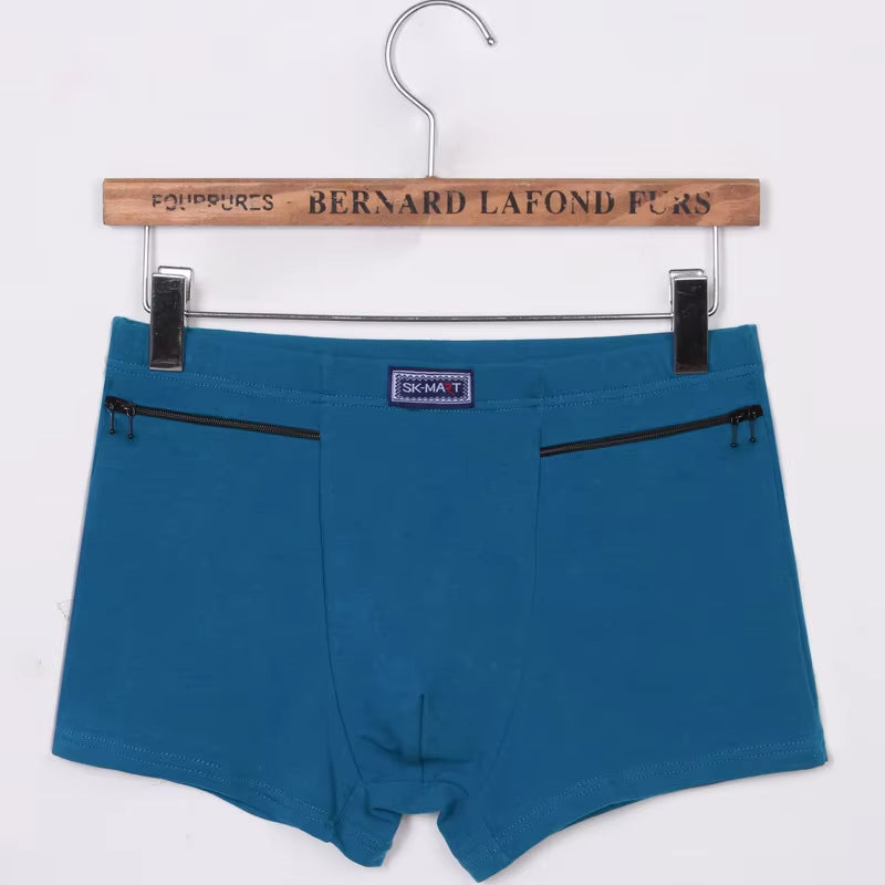 Men'S Pockets Underwear Anti-Theft Briefs Boxer Panties,Two Zippers Pockets Cotton Underpants,Mens Boxers Briefs,Booty Shorts