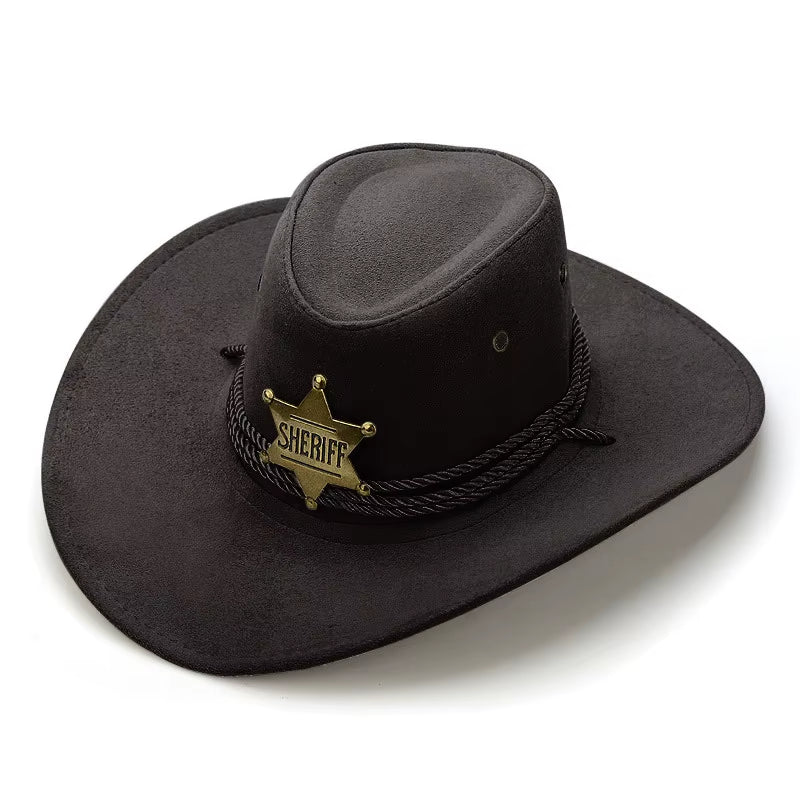 Western Cowboy Hat Women Rugged Cowboy Hats Faux Leather Hats Cowboy for Men Outdoor Sunshade Big Eaves Beach Tourism Hat