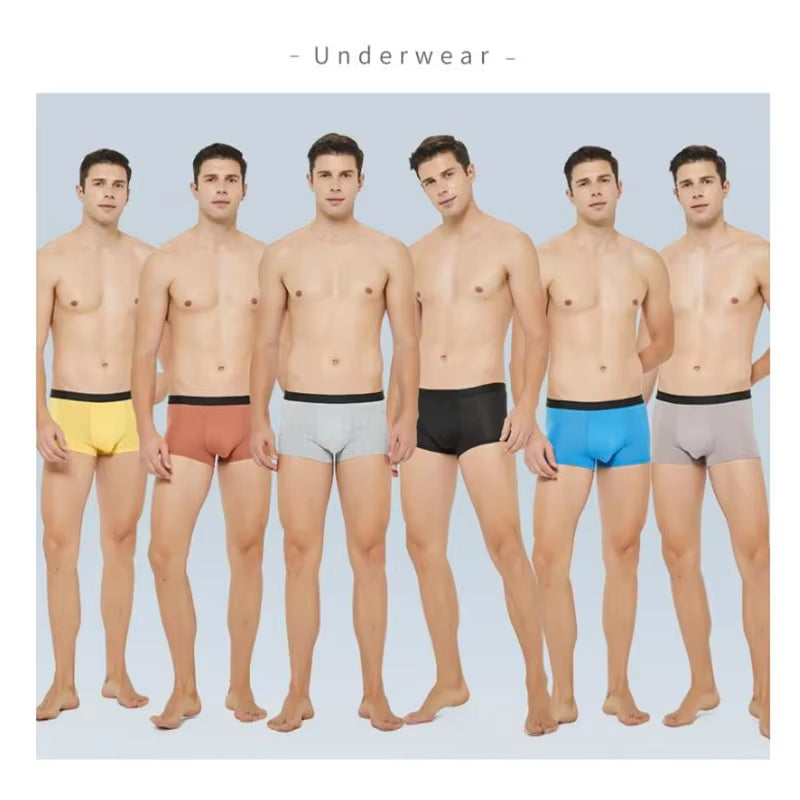4Pcs Men Boxer Black Mens Panties Underwears Breathable Sexy Male Boxer Solid Underpants Comfortable Underwear Men'S Boxers