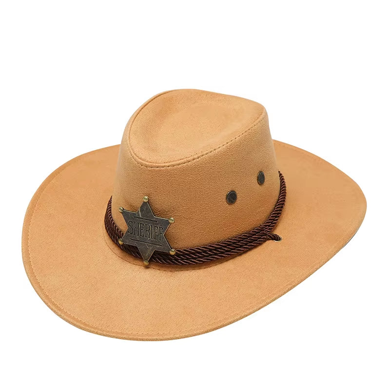 Western Cowboy Hat Women Rugged Cowboy Hats Faux Leather Hats Cowboy for Men Outdoor Sunshade Big Eaves Beach Tourism Hat
