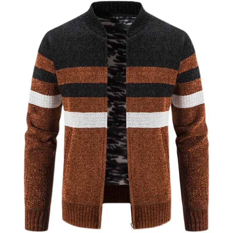 New Men'S Casual Color Matching Sweater Coat Is Fashionable