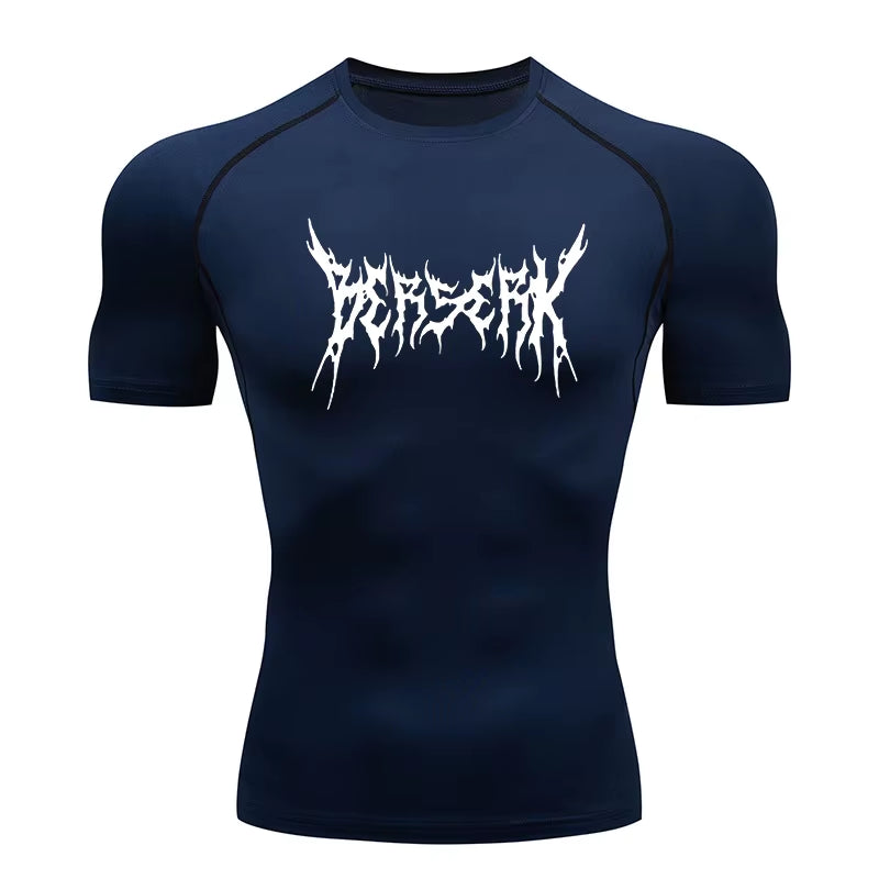 Gym Workout Rash Guard for Men Athletic Quick Dry Compression Shirts Berserk Print Tshirts Tees Tops Undershirts Baselayers