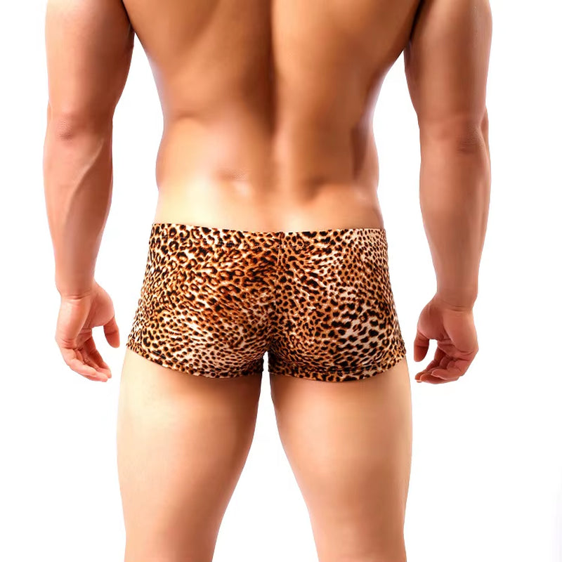 Hot Sexy Men Leopard Printed Underwear Boxers Underpants Trunks Wild Style Man Boxer Shorts Male Panties Cueca Hombre