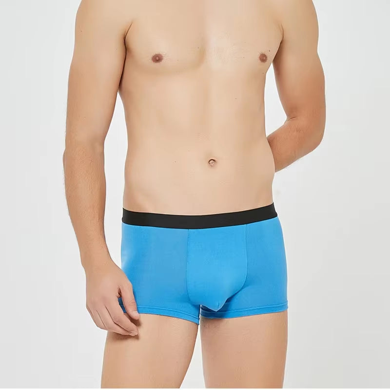 4Pcs Men Boxer Black Mens Panties Underwears Breathable Sexy Male Boxer Solid Underpants Comfortable Underwear Men'S Boxers