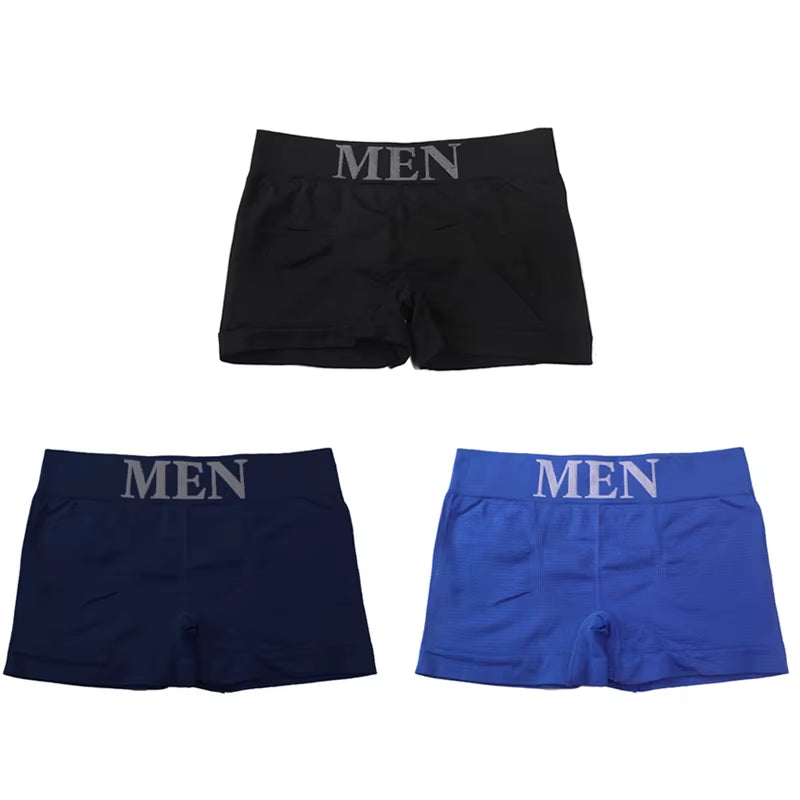 3Pcs/Lot Male Panties Men'S Underwear Boxers Breathable Man Boxer Solid Underpants Comfortable Brand Shorts Black Blue Underwear