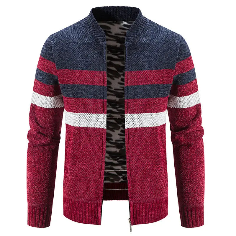 New Men'S Casual Color Matching Sweater Coat Is Fashionable