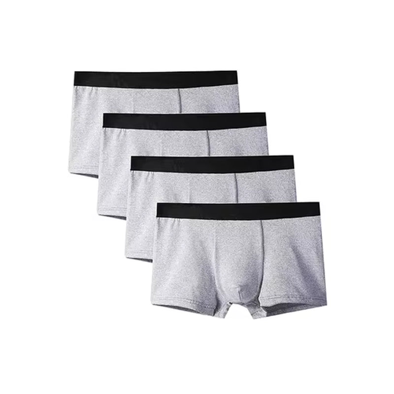 4Pcs Men Boxer Black Mens Panties Underwears Breathable Sexy Male Boxer Solid Underpants Comfortable Underwear Men'S Boxers