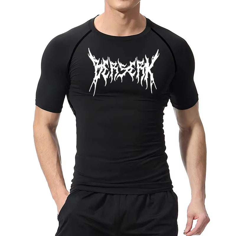 Gym Workout Rash Guard for Men Athletic Quick Dry Compression Shirts Berserk Print Tshirts Tees Tops Undershirts Baselayers