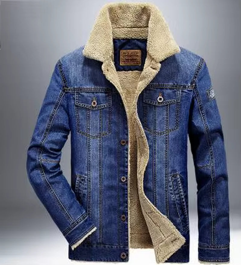 M-6XL Men Jacket and Coats Brand Clothing Denim Chaqueta Fashion Mens Jeans Jacket Thick Warm Winter Outwear Male Cowboy YF055