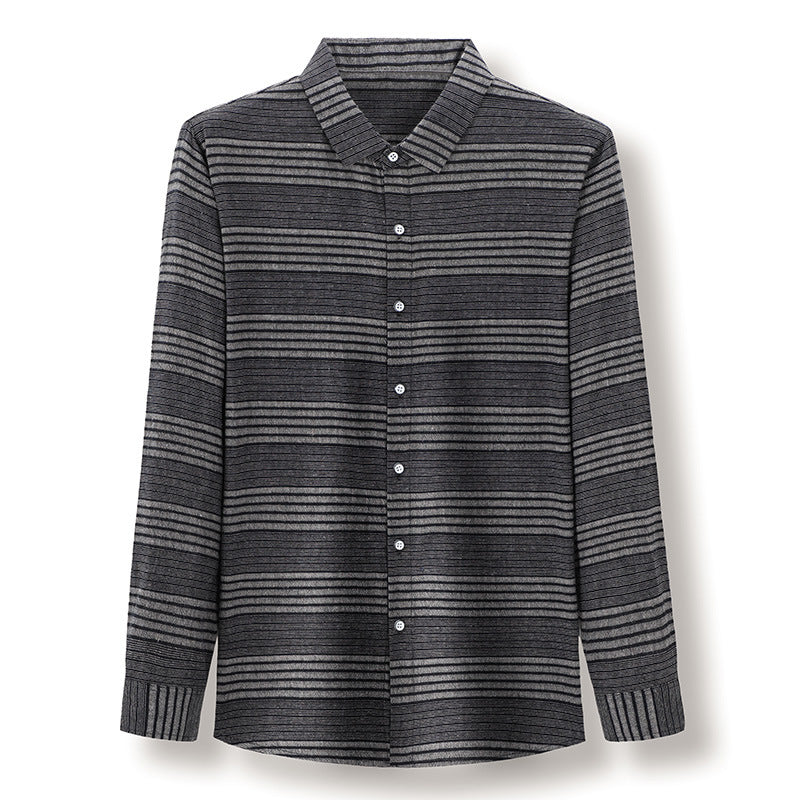 Long Sleeve Shirt Light Business Casual Linen Striped Shirt for Men
