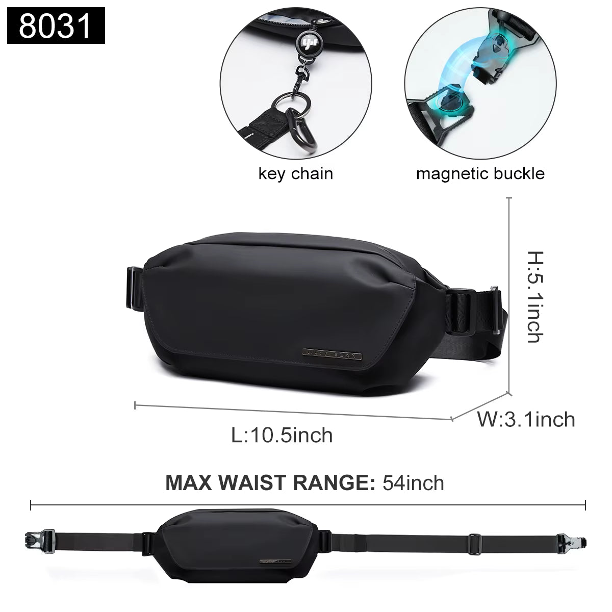 Solid Waterproof Men'S Crossbody Shoulder Bag Daily Travel Sports Fanny Pack Bumbag Teenagers Trend Phone Waist Bag