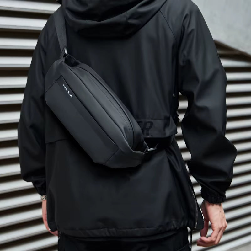 Solid Waterproof Men'S Crossbody Shoulder Bag Daily Travel Sports Fanny Pack Bumbag Teenagers Trend Phone Waist Bag