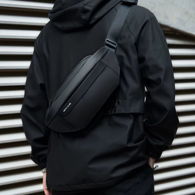 Solid Waterproof Men'S Crossbody Shoulder Bag Daily Travel Sports Fanny Pack Bumbag Teenagers Trend Phone Waist Bag