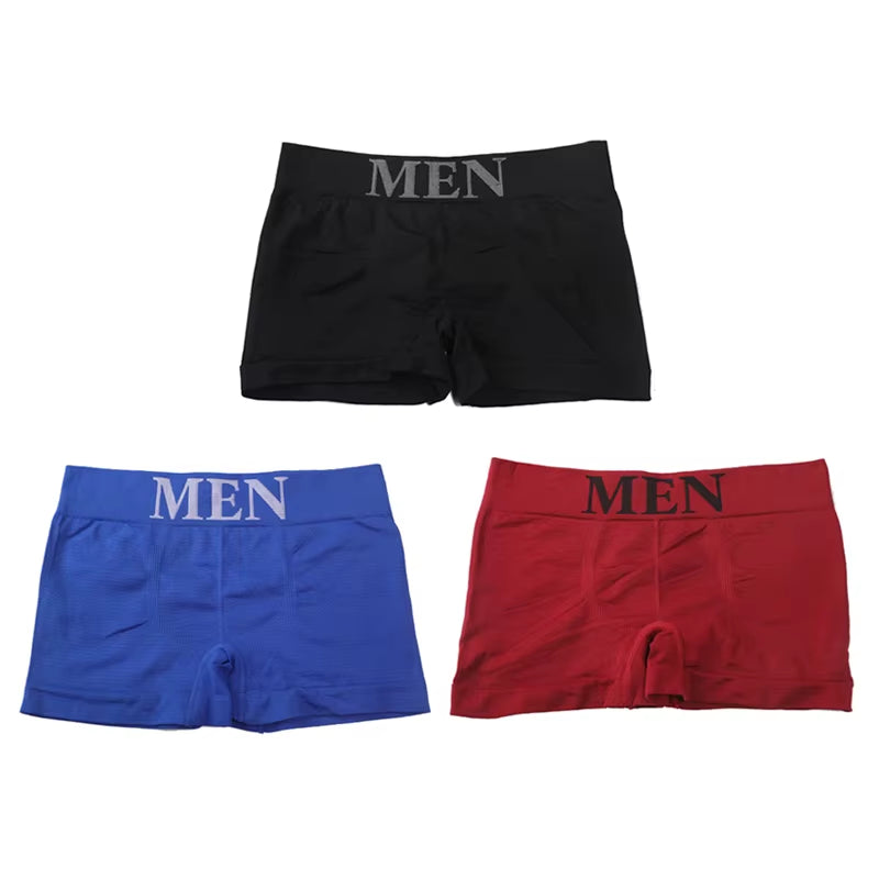 3Pcs/Lot Male Panties Men'S Underwear Boxers Breathable Man Boxer Solid Underpants Comfortable Brand Shorts Black Blue Underwear