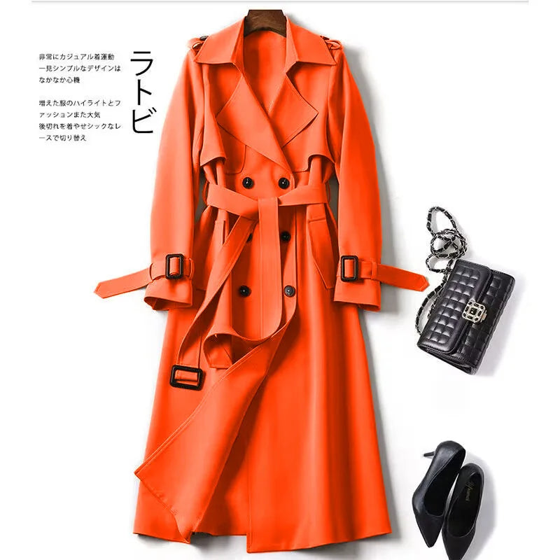 Autumn Winter Long Sleeve Trench Coat for Women 2024 Fashion Loose Office Lady Long Outerwears Jacket Coats Female Clothing