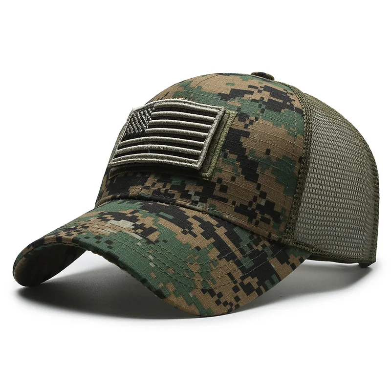 American Flag Camouflage Baseball Cap for Men – Breathable Adjustable Outdoor Tactical Hat