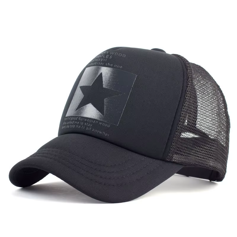 Star Patch Snapback Baseball Cap – Breathable Mesh Summer Hat for Men & Women