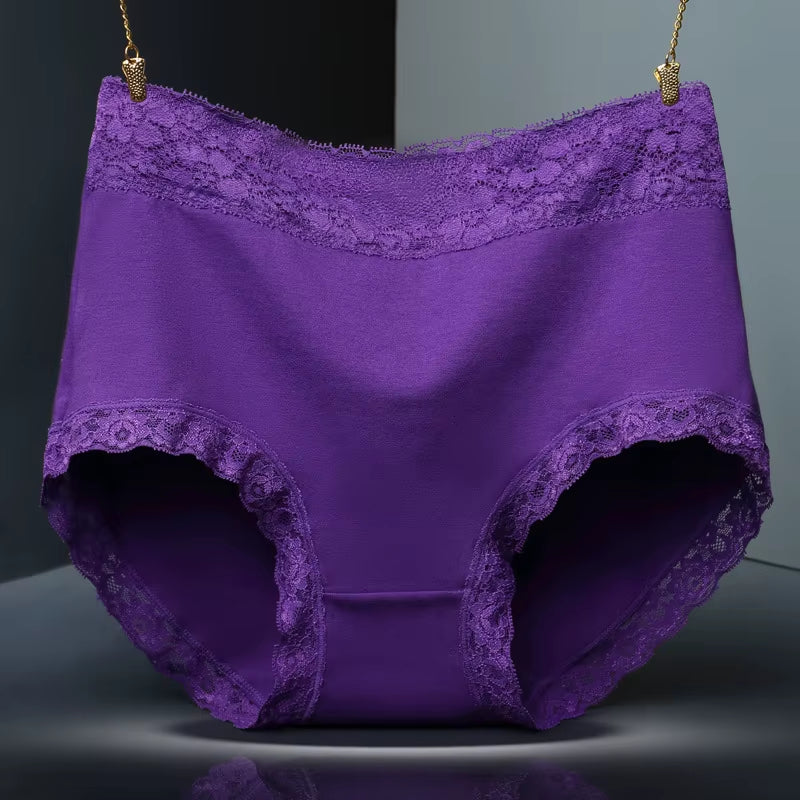 3Pcs/Lot Women'S Panties Lace Underwear for Female Cotton High Waist Briefs plus Size Calcinha Lingeries Panty Ladies Underpant