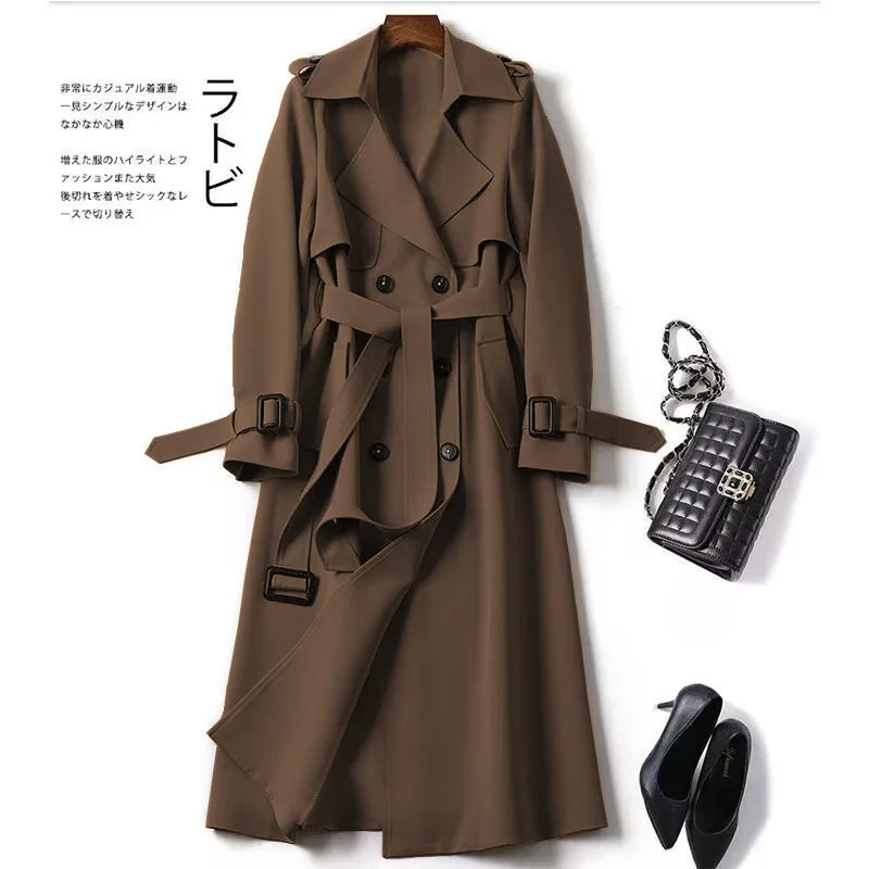 Autumn Winter Long Sleeve Trench Coat for Women 2024 Fashion Loose Office Lady Long Outerwears Jacket Coats Female Clothing