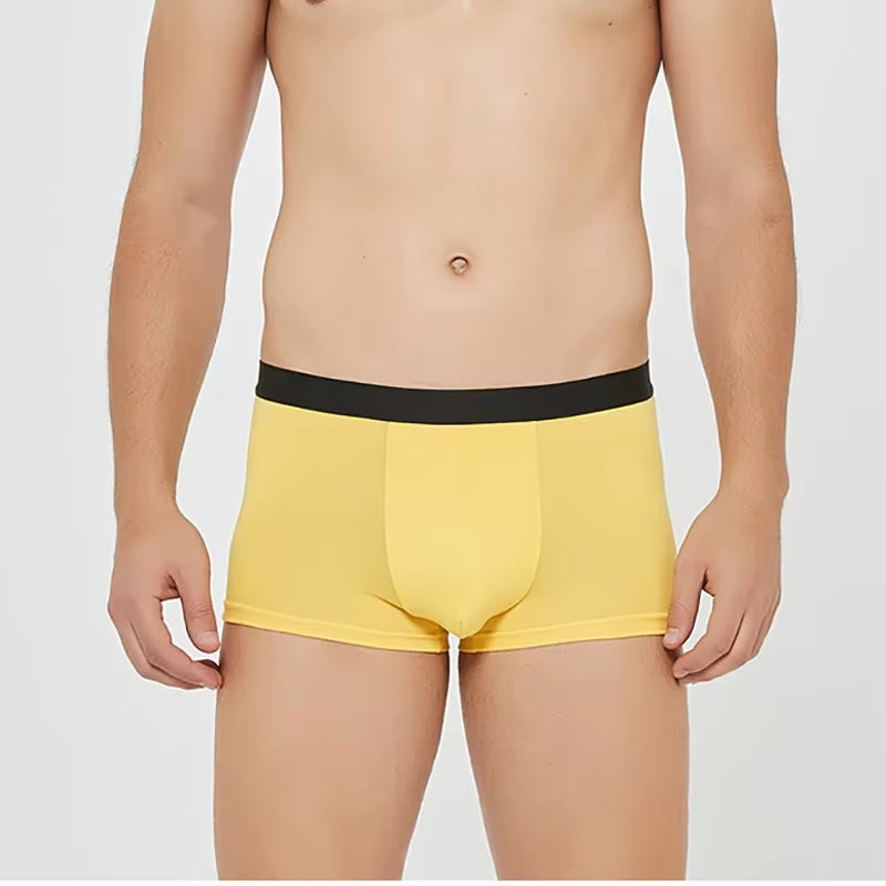 4Pcs Men Boxer Black Mens Panties Underwears Breathable Sexy Male Boxer Solid Underpants Comfortable Underwear Men'S Boxers