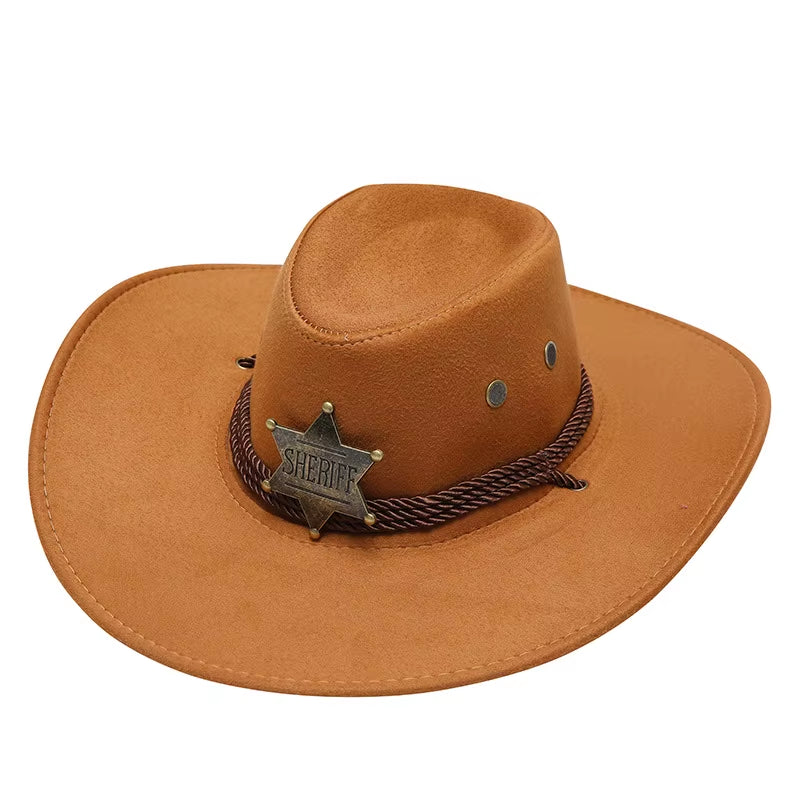 Western Cowboy Hat Women Rugged Cowboy Hats Faux Leather Hats Cowboy for Men Outdoor Sunshade Big Eaves Beach Tourism Hat