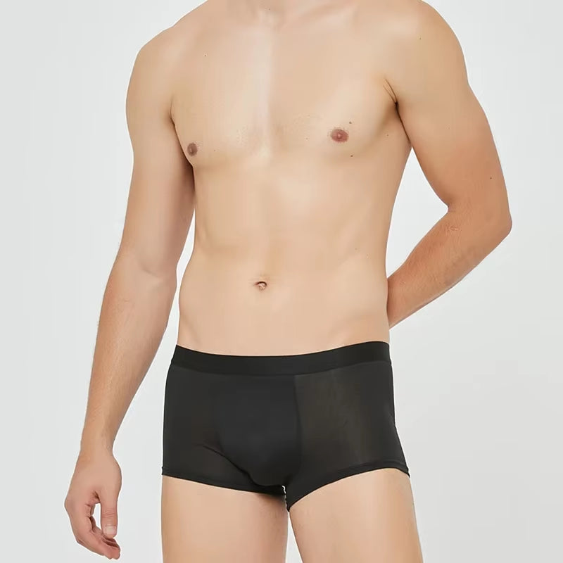 4Pcs Men Boxer Black Mens Panties Underwears Breathable Sexy Male Boxer Solid Underpants Comfortable Underwear Men'S Boxers