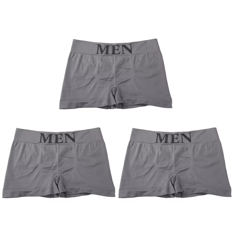 3Pcs/Lot Male Panties Men'S Underwear Boxers Breathable Man Boxer Solid Underpants Comfortable Brand Shorts Black Blue Underwear
