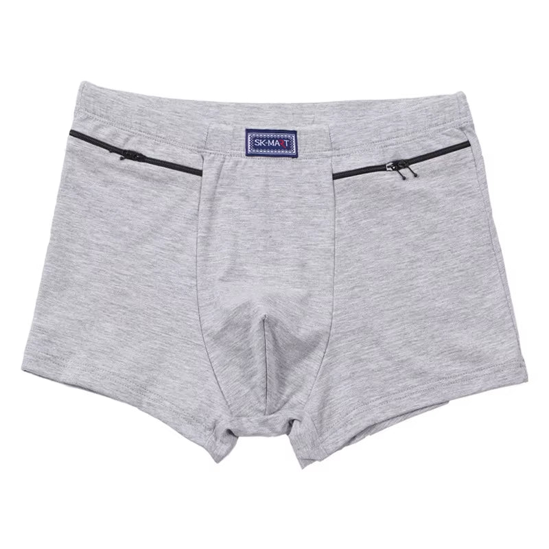 Men'S Pockets Underwear Anti-Theft Briefs Boxer Panties,Two Zippers Pockets Cotton Underpants,Mens Boxers Briefs,Booty Shorts