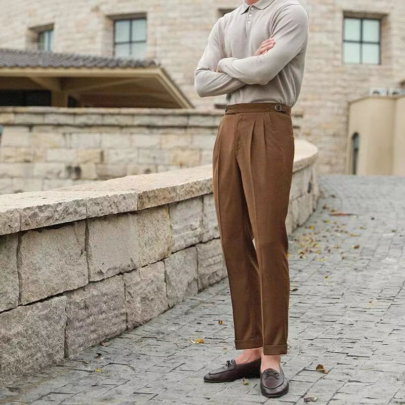 Fashion Solid Color Spring Summer Simple Pant Men Social Trousers Pantalones Hombre Casual Elastic Waist Pant Men Versatile Pant