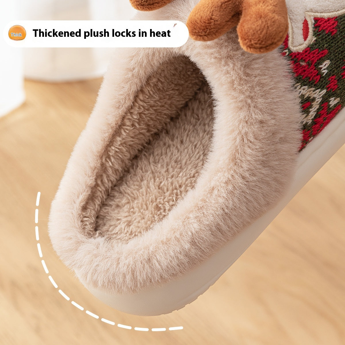 Christmas Elk Plush Slippers – Cozy Non-Slip Fuzzy Winter House Shoes