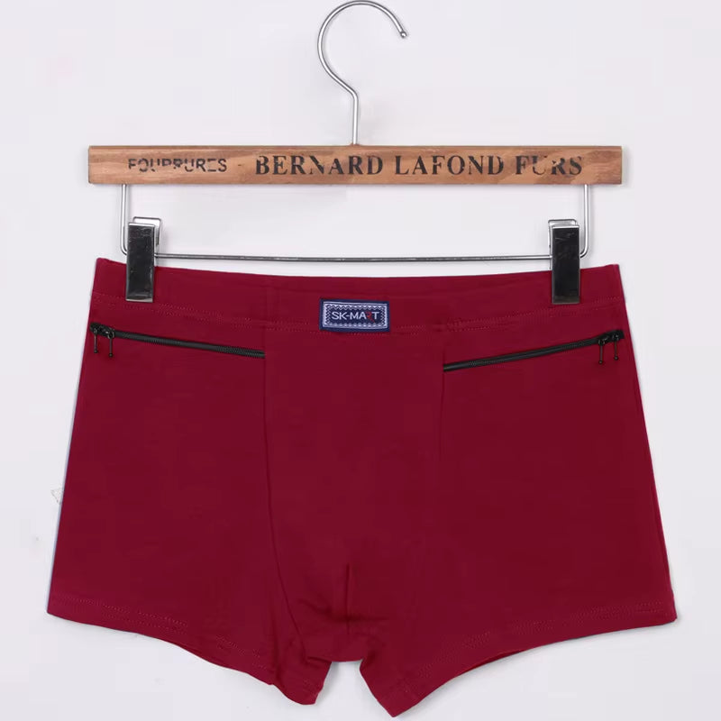 Men'S Pockets Underwear Anti-Theft Briefs Boxer Panties,Two Zippers Pockets Cotton Underpants,Mens Boxers Briefs,Booty Shorts
